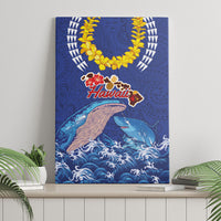 Hawaiian Sea Animals Canvas Wall Art Whales Shark and Turtle Guardians with Tribal Pattern