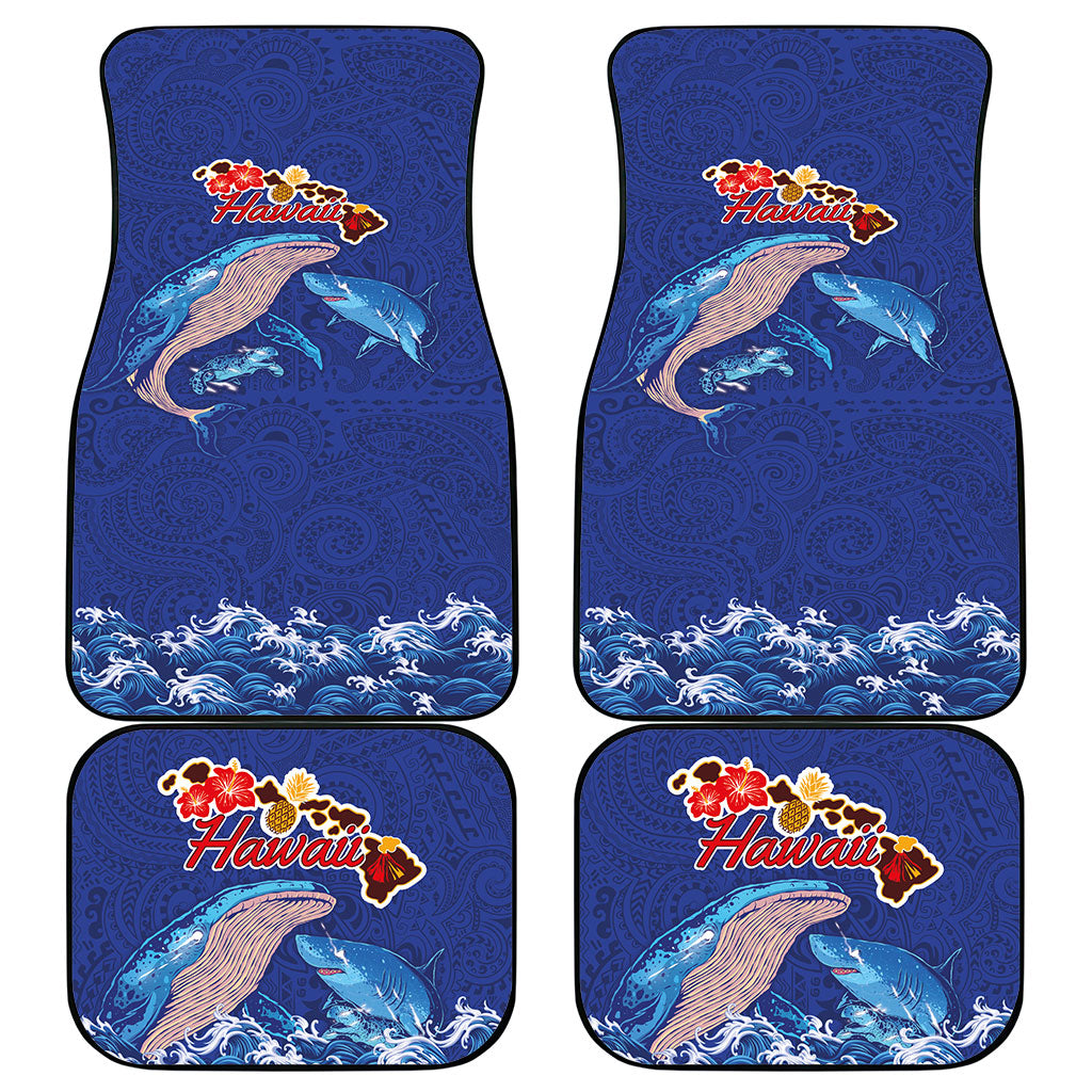 Hawaiian Sea Animals Car Mats Whales Shark and Turtle Guardians with Tribal Pattern