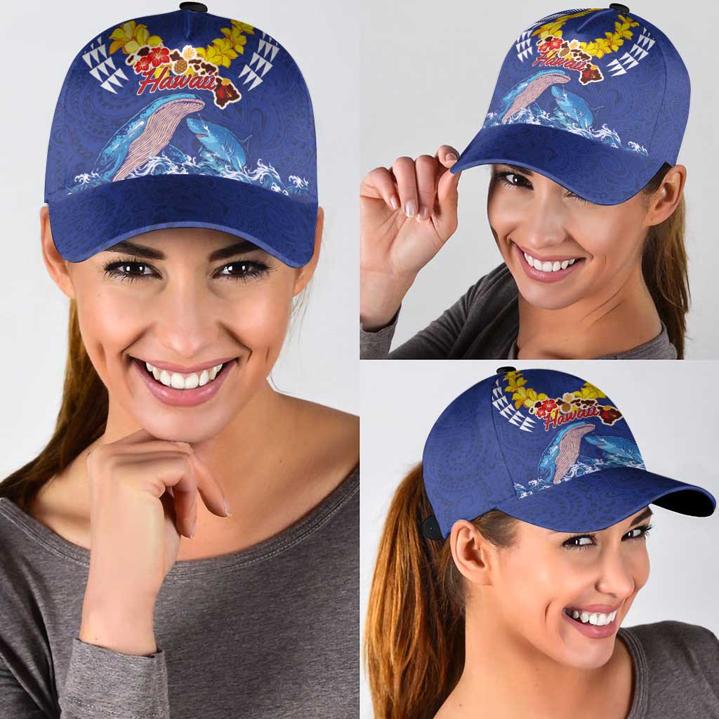Hawaiian Sea Animals Classic Cap Whales Shark and Turtle Guardians with Tribal Pattern