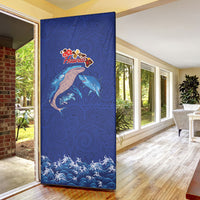 Hawaiian Sea Animals Door Cover Whales Shark and Turtle Guardians with Tribal Pattern