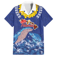 Hawaiian Sea Animals Family Matching Long Sleeve Bodycon Dress and Hawaiian Shirt Whales Shark and Turtle Guardians with Tribal Pattern LT03 Dad's Shirt - Short Sleeve Blue - Polynesian Pride