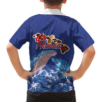 Hawaiian Sea Animals Family Matching Short Sleeve Bodycon Dress and Hawaiian Shirt Whales Shark and Turtle Guardians with Tribal Pattern LT03 - Polynesian Pride