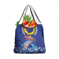 Hawaiian Sea Animals Grocery Bag Whales Shark and Turtle Guardians with Tribal Pattern