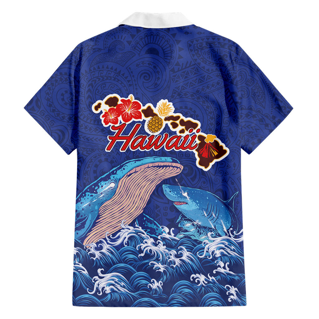 Hawaiian Sea Animals Hawaiian Shirt Whales Shark and Turtle Guardians with Tribal Pattern