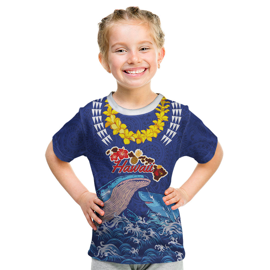 Hawaiian Sea Animals Kid T Shirt Whales Shark and Turtle Guardians with Tribal Pattern