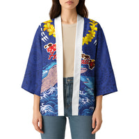 Hawaiian Sea Animals Kimono Whales Shark and Turtle Guardians with Tribal Pattern