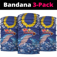 Hawaiian Sea Animals Neck Gaiter Whales Shark and Turtle Guardians with Tribal Pattern