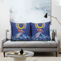 Hawaiian Sea Animals Pillow Cover Whales Shark and Turtle Guardians with Tribal Pattern