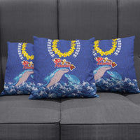 Hawaiian Sea Animals Pillow Cover Whales Shark and Turtle Guardians with Tribal Pattern