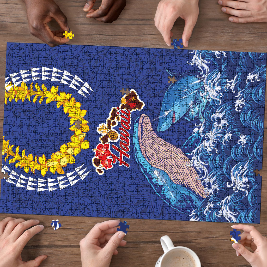 Hawaiian Sea Animals Puzzle Whales Shark and Turtle Guardians with Tribal Pattern