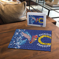 Hawaiian Sea Animals Puzzle Whales Shark and Turtle Guardians with Tribal Pattern