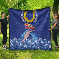 Hawaiian Sea Animals Quilt Whales Shark and Turtle Guardians with Tribal Pattern
