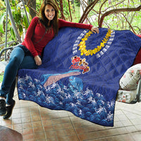 Hawaiian Sea Animals Quilt Whales Shark and Turtle Guardians with Tribal Pattern