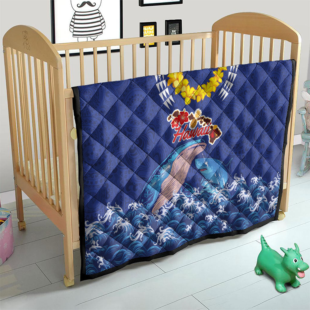 Hawaiian Sea Animals Quilt Whales Shark and Turtle Guardians with Tribal Pattern
