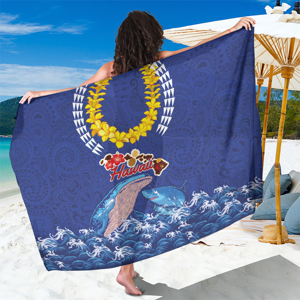 Hawaiian Sea Animals Sarong Whales Shark and Turtle Guardians with Tribal Pattern