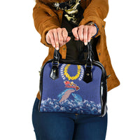 Hawaiian Sea Animals Shoulder Handbag Whales Shark and Turtle Guardians with Tribal Pattern