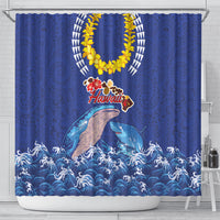 Hawaiian Sea Animals Shower Curtain Whales Shark and Turtle Guardians with Tribal Pattern