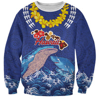 Hawaiian Sea Animals Sweatshirt Whales Shark and Turtle Guardians with Tribal Pattern