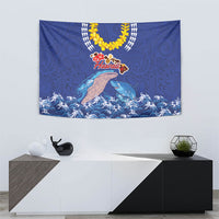 Hawaiian Sea Animals Tapestry Whales Shark and Turtle Guardians with Tribal Pattern