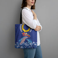 Hawaiian Sea Animals Tote Bag Whales Shark and Turtle Guardians with Tribal Pattern