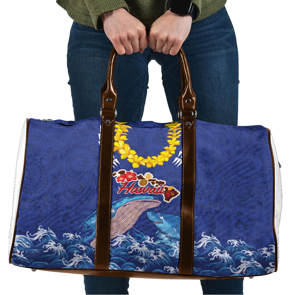 Hawaiian Sea Animals Travel Bag Whales Shark and Turtle Guardians with Tribal Pattern