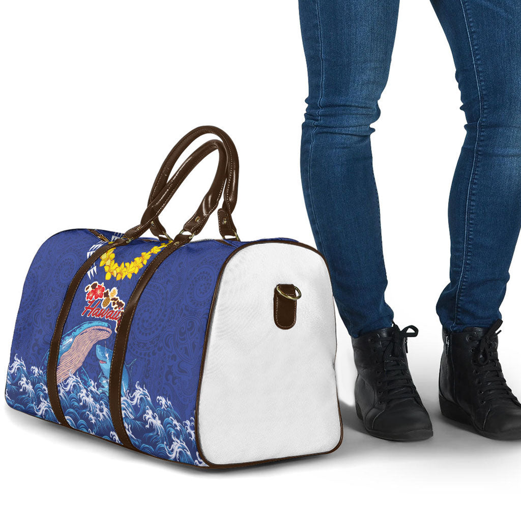 Hawaiian Sea Animals Travel Bag Whales Shark and Turtle Guardians with Tribal Pattern