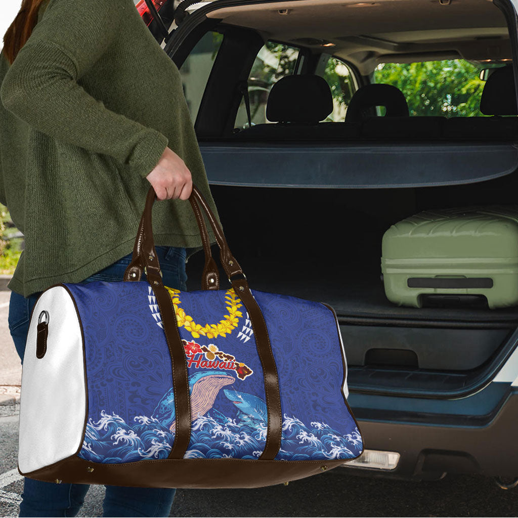 Hawaiian Sea Animals Travel Bag Whales Shark and Turtle Guardians with Tribal Pattern