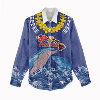 Hawaiian Sea Animals Women Casual Shirt Whales Shark and Turtle Guardians with Tribal Pattern