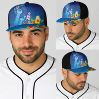 Fiji Jellyfish Baseball Net Cap Tapa Patterns and Hibiscus Sea Vibe
