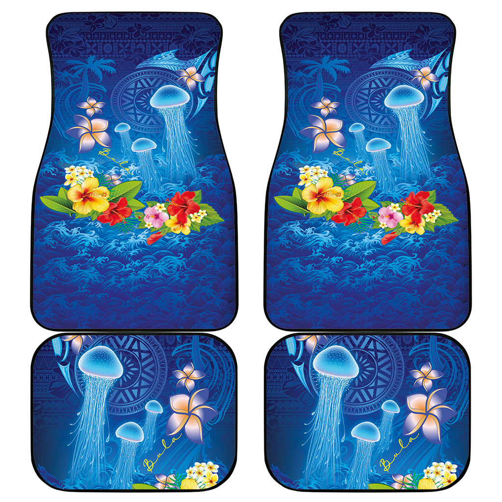 Fiji Jellyfish Car Mats Tapa Patterns and Hibiscus Sea Vibe