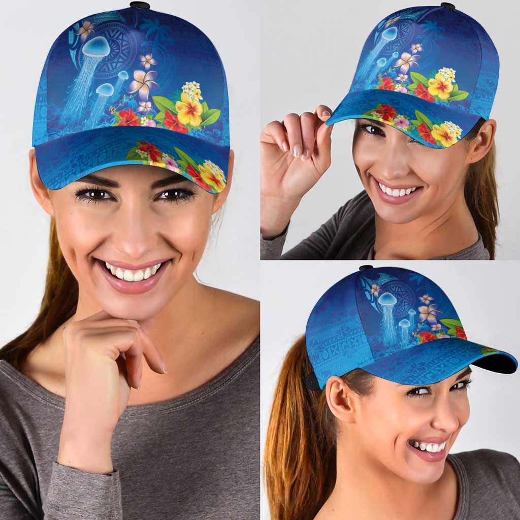 Fiji Jellyfish Classic Cap Tapa Patterns and Hibiscus Sea Vibe