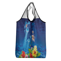 Fiji Jellyfish Grocery Bag Tapa Patterns and Hibiscus Sea Vibe