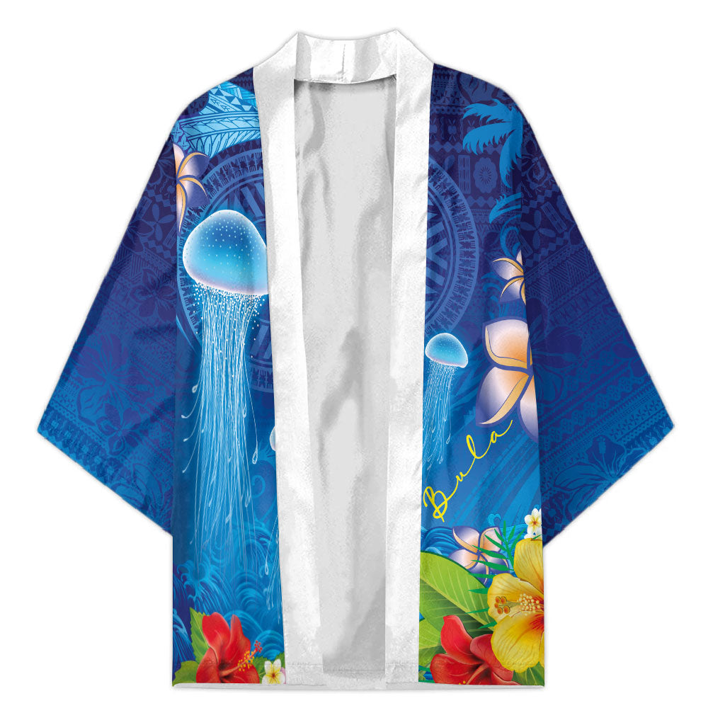 Fiji Jellyfish Kimono Tapa Patterns and Hibiscus Sea Vibe