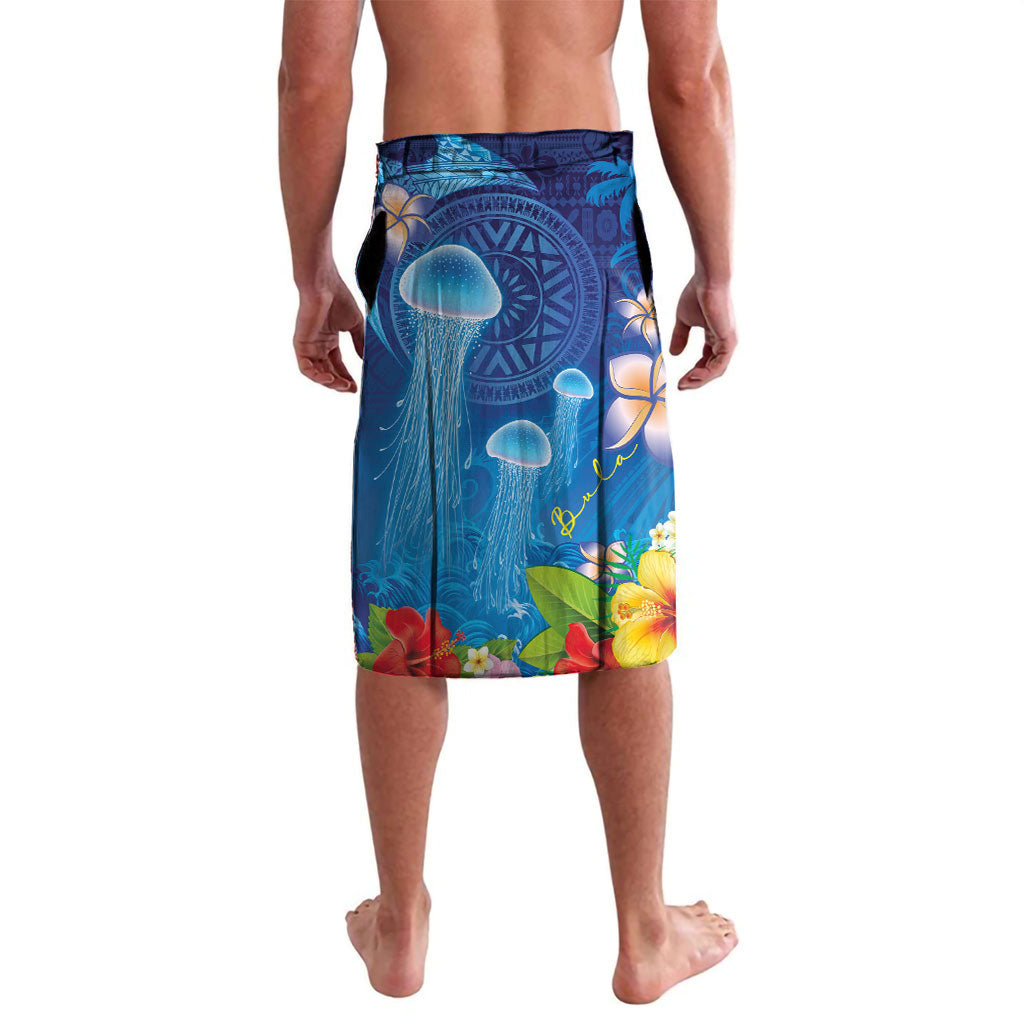 Fiji Jellyfish Lavalava Tapa Patterns and Hibiscus Sea Vibe