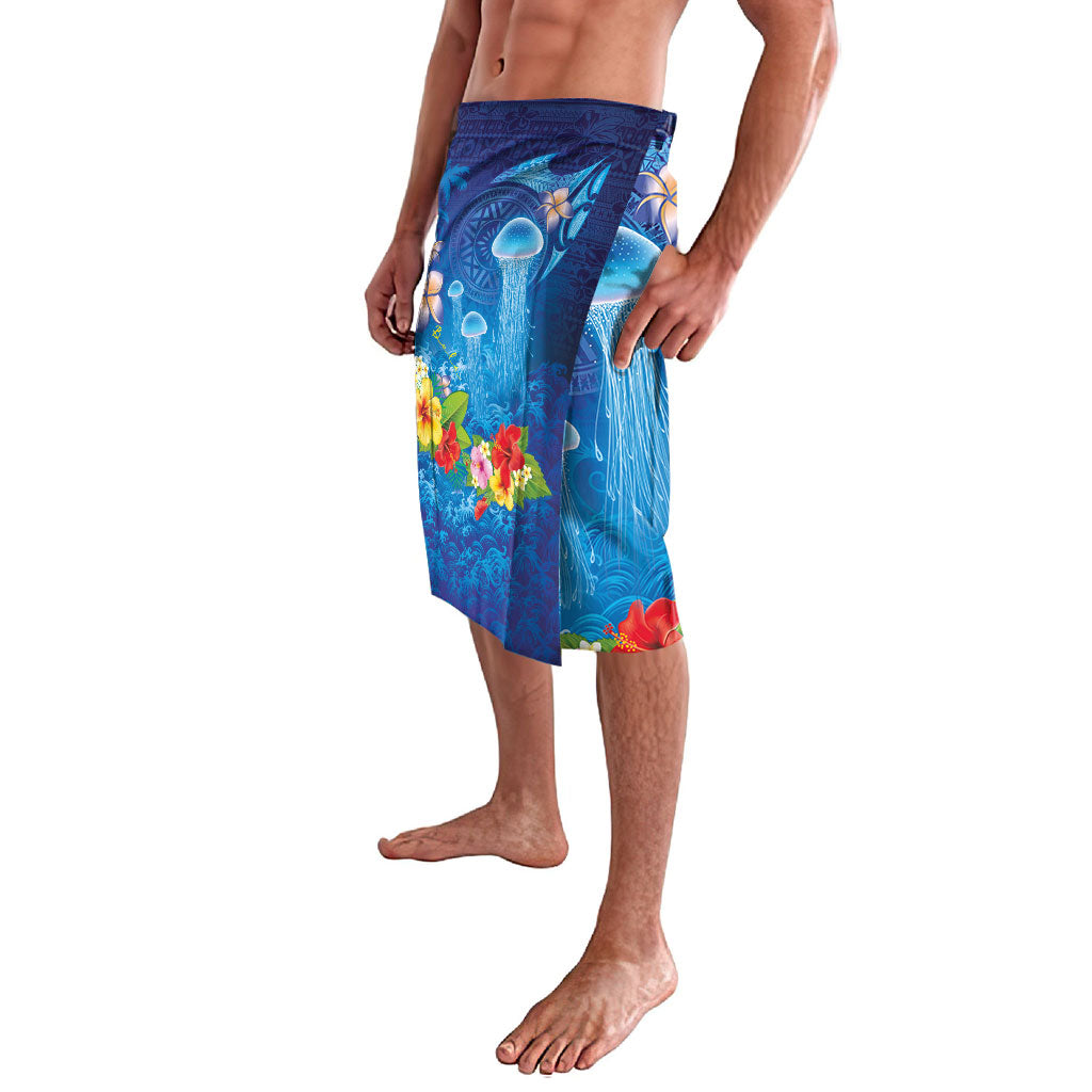 Fiji Jellyfish Lavalava Tapa Patterns and Hibiscus Sea Vibe
