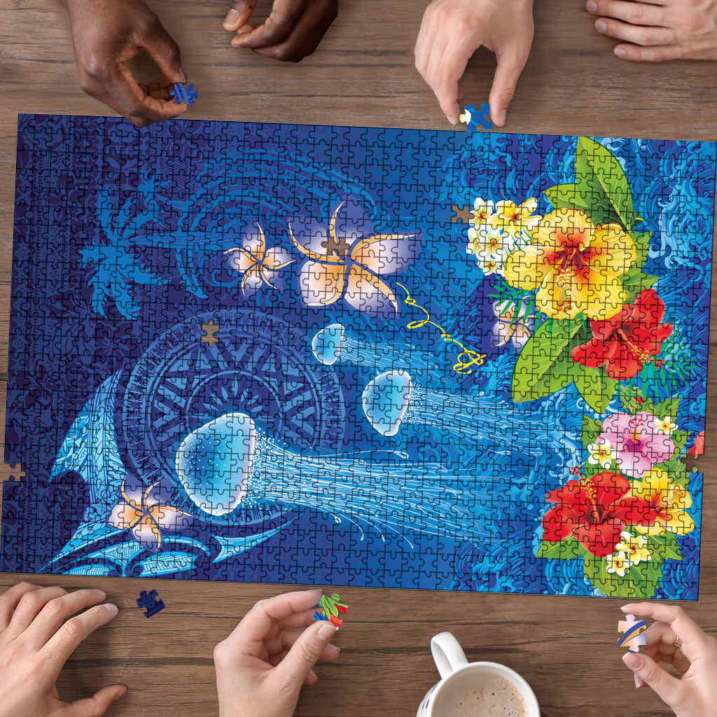 Fiji Jellyfish Puzzle Tapa Patterns and Hibiscus Sea Vibe