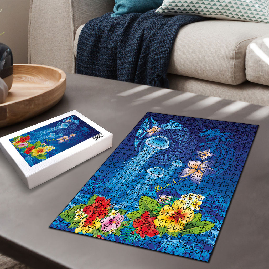 Fiji Jellyfish Puzzle Tapa Patterns and Hibiscus Sea Vibe