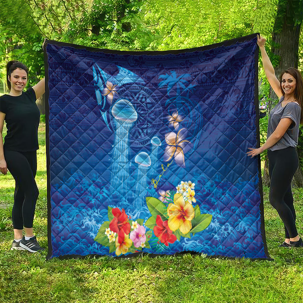 Fiji Jellyfish Quilt Tapa Patterns and Hibiscus Sea Vibe