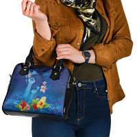 Fiji Jellyfish Shoulder Handbag Tapa Patterns and Hibiscus Sea Vibe