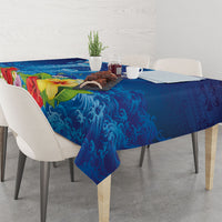 Fiji Jellyfish Tablecloth Tapa Patterns and Hibiscus Sea Vibe