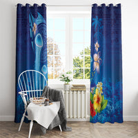 Fiji Jellyfish Window Curtain Tapa Patterns and Hibiscus Sea Vibe
