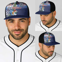 New Zealand Merry Christmas Baseball Net Cap Maori Tribal Pattern with Xmas Tui Bird