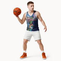 New Zealand Merry Christmas Basketball Jersey Maori Tribal Pattern with Xmas Tui Bird