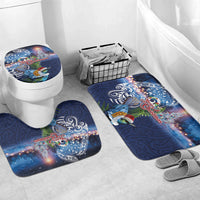 New Zealand Merry Christmas Bathroom Set Maori Tribal Pattern with Xmas Tui Bird