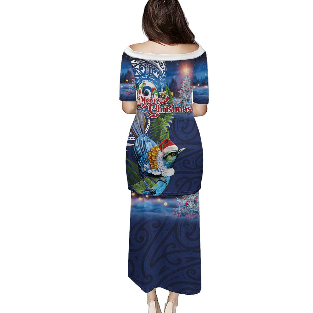 New Zealand Merry Christmas Family Matching Puletasi and Hawaiian Shirt Maori Tribal Pattern with Xmas Tui Bird LT03 - Polynesian Pride