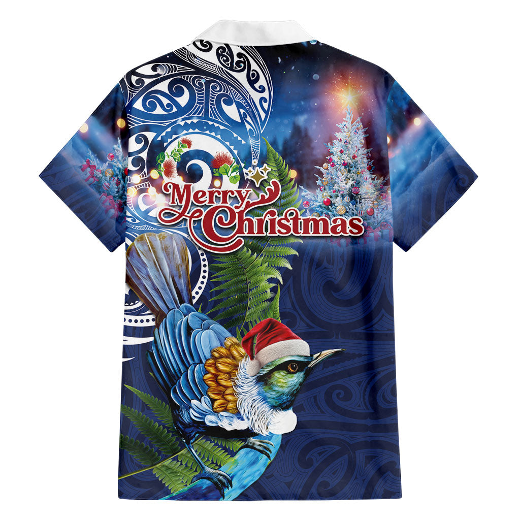 New Zealand Merry Christmas Family Matching Tank Maxi Dress and Hawaiian Shirt Maori Tribal Pattern with Xmas Tui Bird LT03 - Polynesian Pride