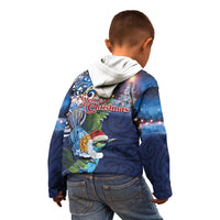 New Zealand Merry Christmas Kid Hoodie Maori Tribal Pattern with Xmas Tui Bird