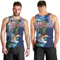 New Zealand Merry Christmas Men Tank Top Maori Tribal Pattern with Xmas Tui Bird