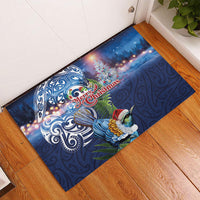 New Zealand Merry Christmas Rubber Doormat Maori Tribal Pattern with Xmas Tui Bird LT03 - Polynesian Pride