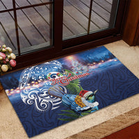 New Zealand Merry Christmas Rubber Doormat Maori Tribal Pattern with Xmas Tui Bird LT03 - Polynesian Pride